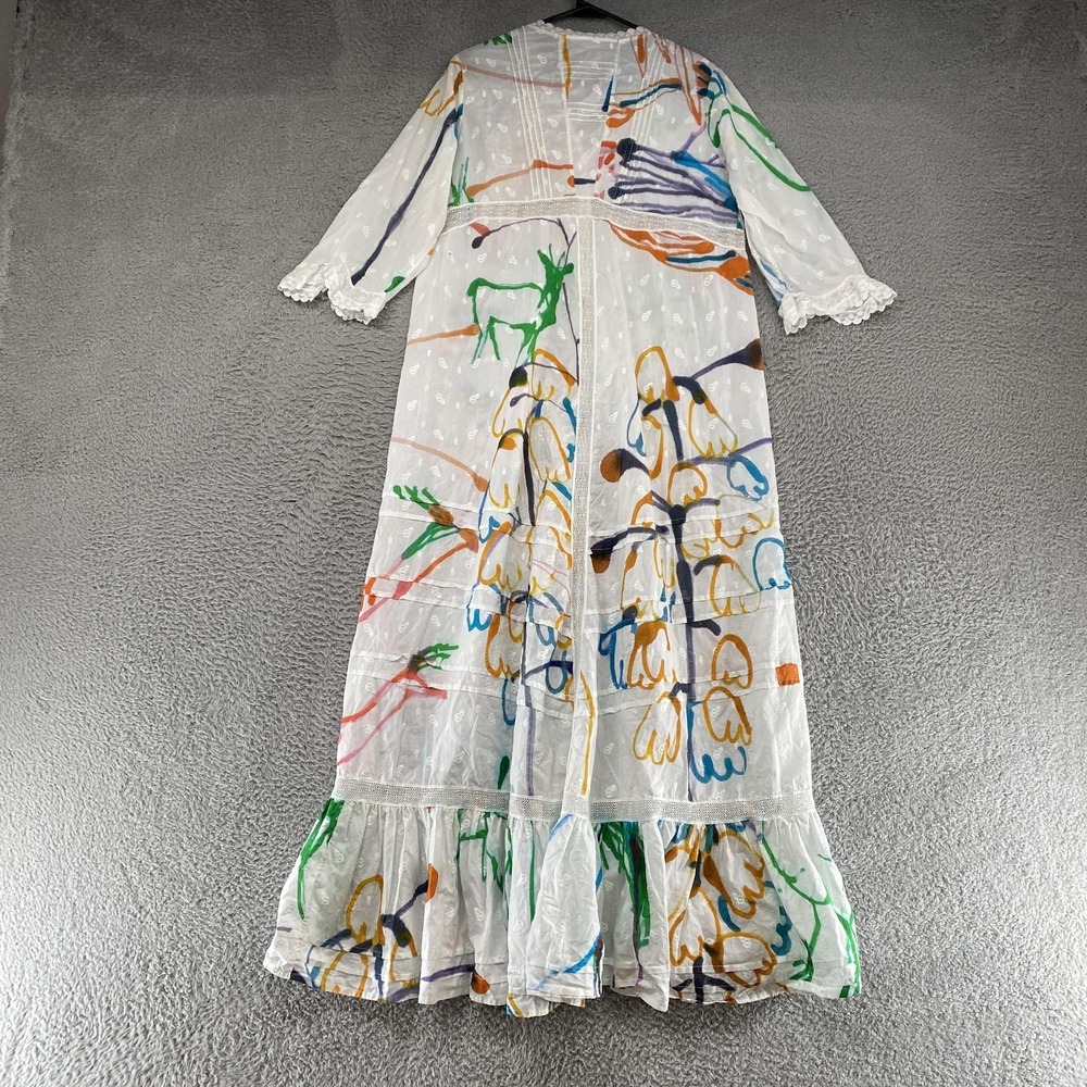 Soler Maxi Dress Womens M/L Agnes Abstract Floral Ruffle Button Up Empire Boho - Picture 11 of 13